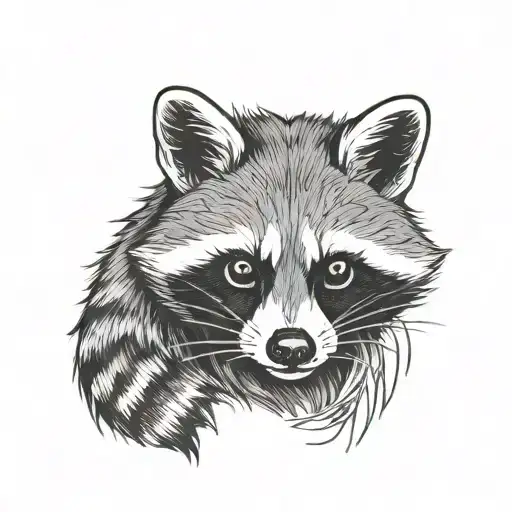 Raccoon Detail Black And White