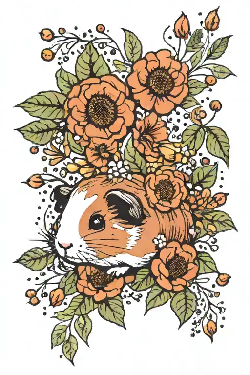 Nature Bouquet Dots Work Guinea Pig Cute