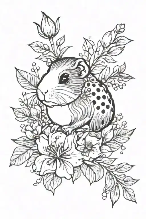 Nature Bouquet Dots Tulip Guinea Pig Cute Girl