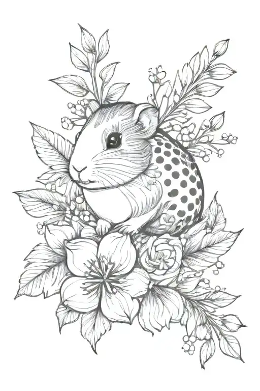 Nature Bouquet Dots Tulip Guinea Pig Cute Girl
