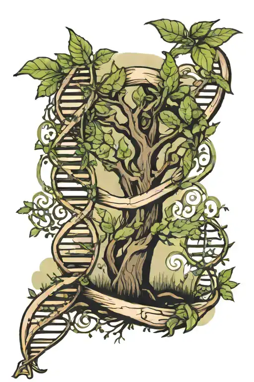 Dna Strip With Tree Growing