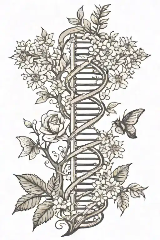 Dna Strip With Tree Blooming At The Top