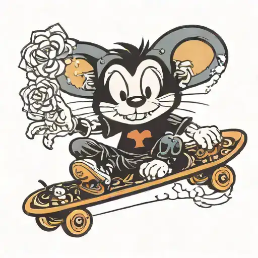 Felix The Cat Riding A Skateboard Winking