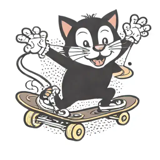 Felix The Cat Riding A Skateboard Winking