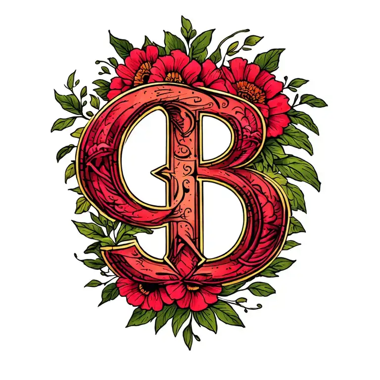 Letters G And B Folral