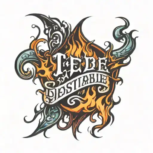 The Word 'Idestructable' On Fire Flames