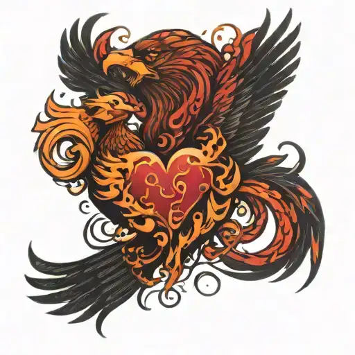 A Phoenix Protecting A Heart