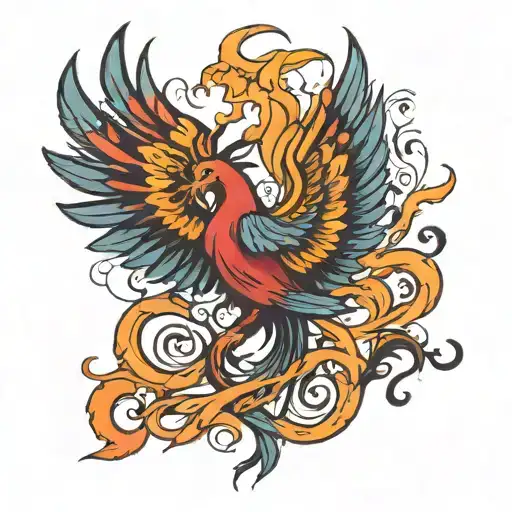 A Phoenix Enveloping A Heart