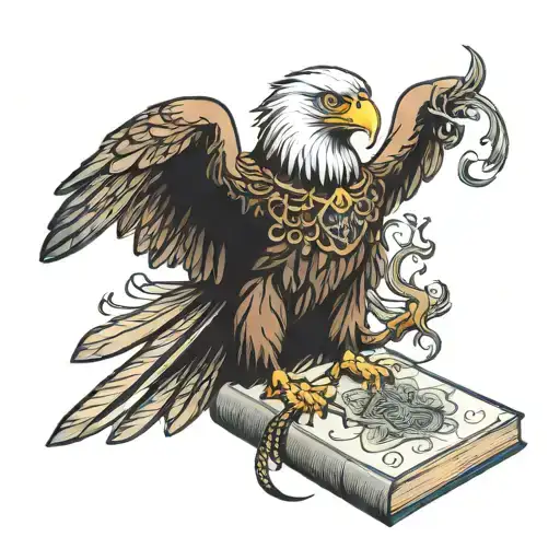Eagle Clutching A Grimoire Book