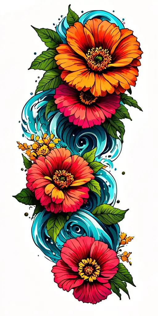 Flowers Wrapped Around Waves