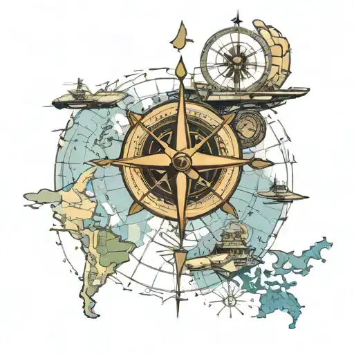 Naval Orion P3 Airplane Flying Over A World Naval Compass Senior Chief Anchor Map Of Japan