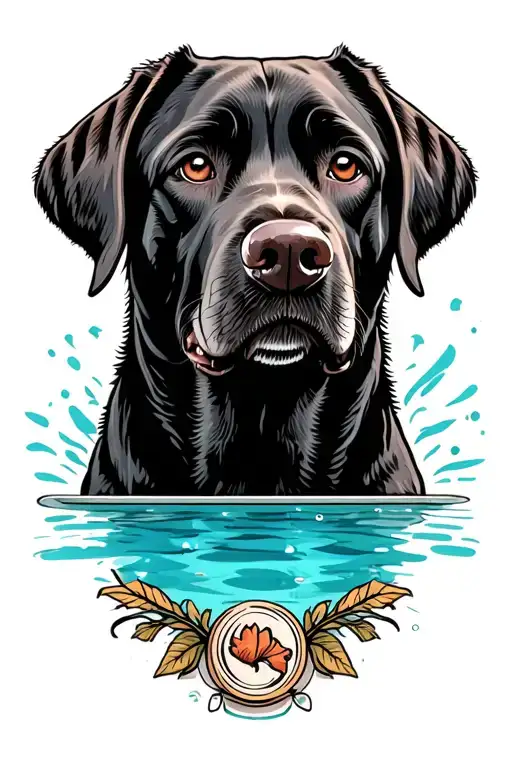 Dog Black English Labrador Retriever Near Swimming Pool