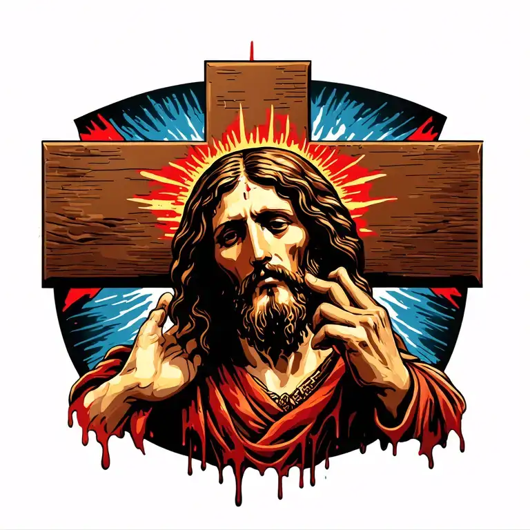 Jesus Christ Bleeding On Cross