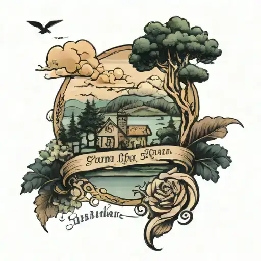 Family Of 4 For Full Forearm With A Landscape In The Background And Jn Bible Verse