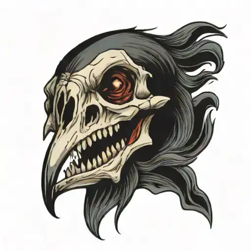 Raven Skull Mouth Open