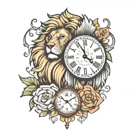 Lion Head And Date And Time