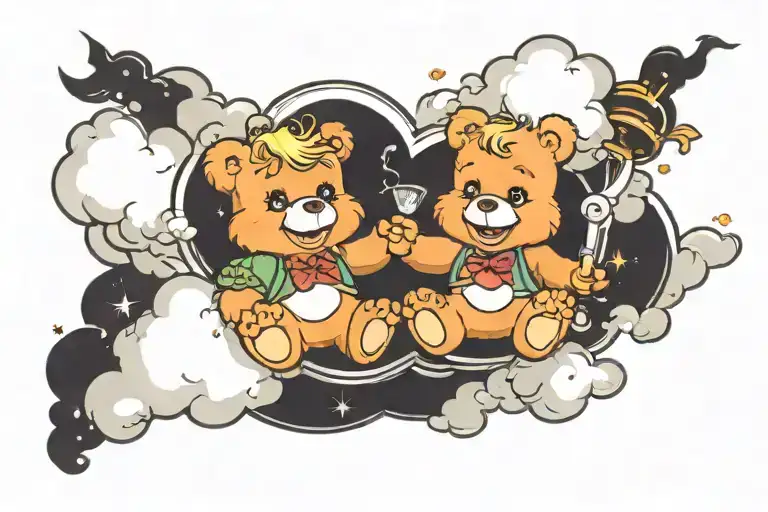 2 Care Bears Getting High On A Cloud Transforming
