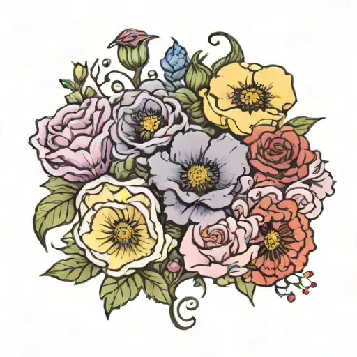 Violet And Primrose And Rose And Honeysuckle Gladlious And Poppy