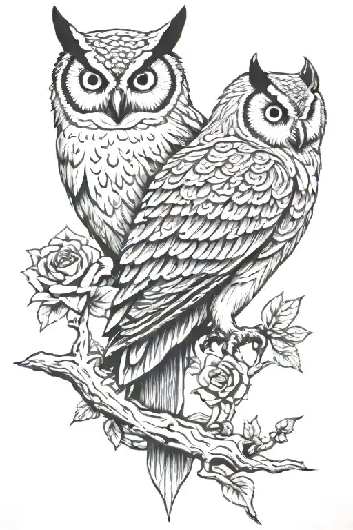 Owl With American Akita Lands Rusted