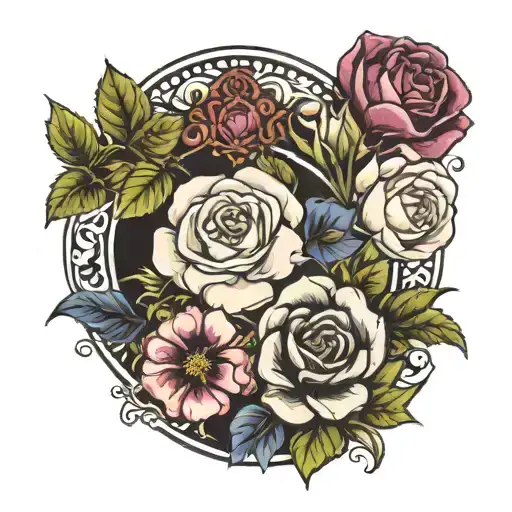 The Names Gabriel Anthony And Derek In A Floral Design