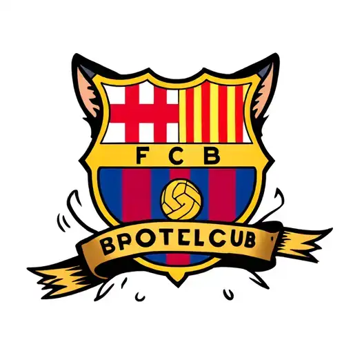 Cat With Barcelona Football Club Logo Intertwined