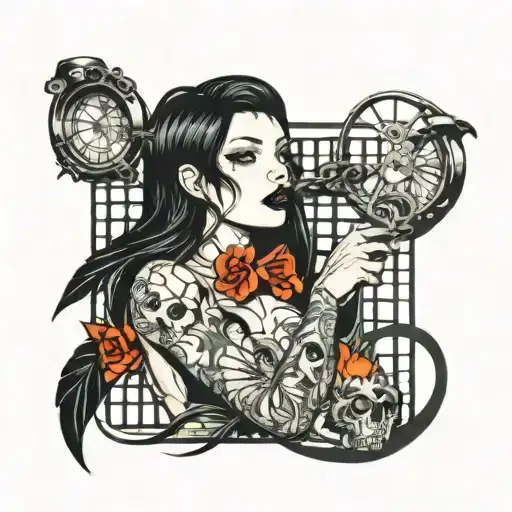 A Beautiful Girl With Black Hair In Prison Bars