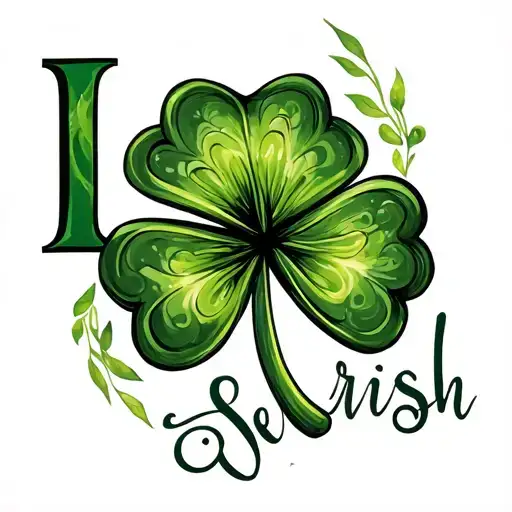 Shamrock With Irish Under It In Cursive And The I Has A Mini Shamrock