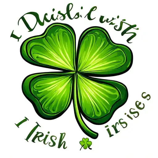 Shamrock With Irish Under It In Cursive And The I In Irish Has A Mini Shamrock