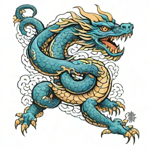 Japanese Style Dragon With Bjj Blue Belt