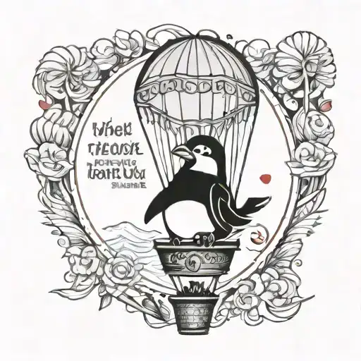 A Pinguin In A Hot Air Balloon And A Quote What If You Fly