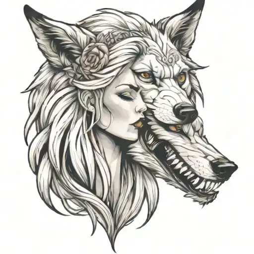 Wolf Licking Blonde Girls Face