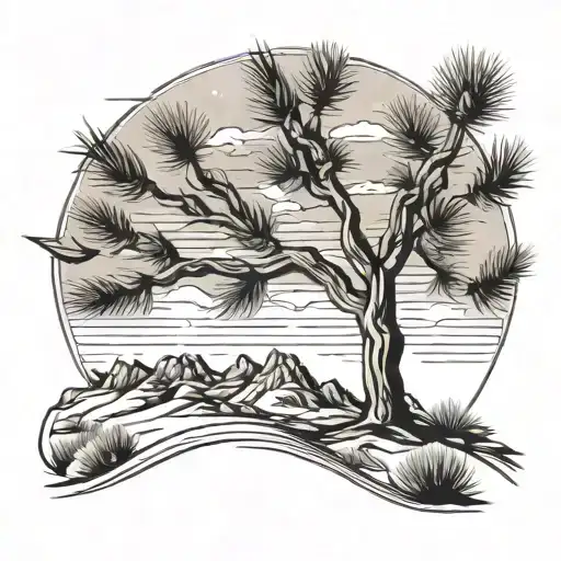 Jet Trails Over A Joshua Tree