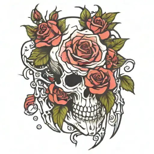 Skeleton Fingers And Rose