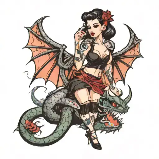 Pin Up Vampire With A Pet Dragon Wrapped