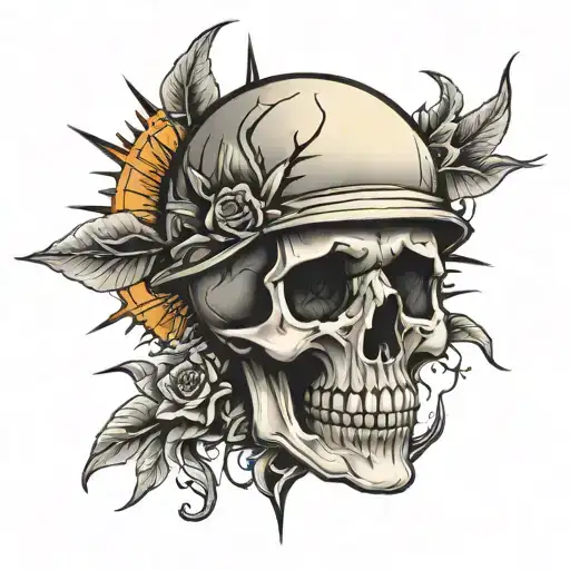 Montain Upsidedown Skull Sun