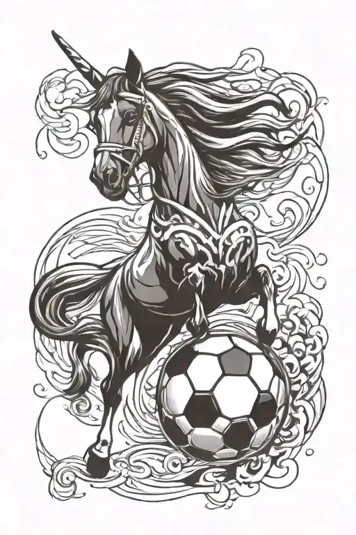 Soccer Ball Transforming Into Horse Running