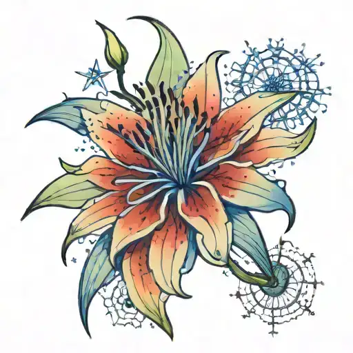 Blue Spider Lily Flower With Stars