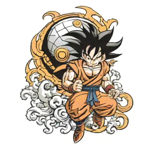 Son Goku With A Dragonball In His Hand
