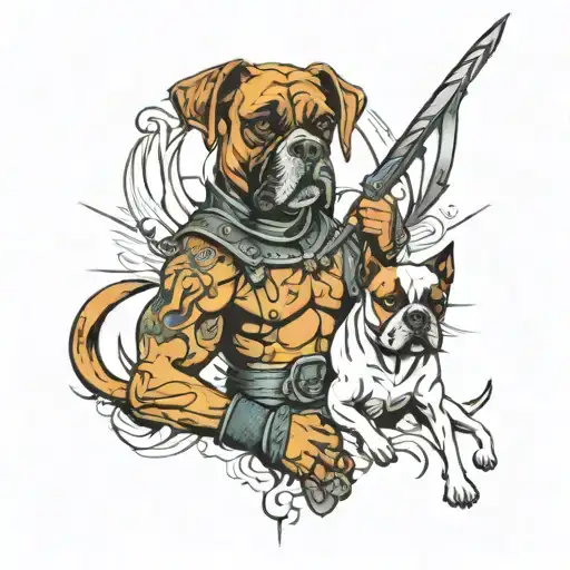 Boxer Warrior And Dogs