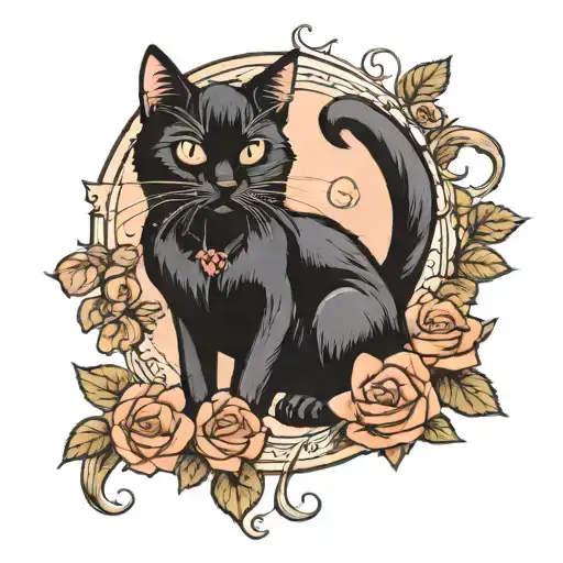 Black Cat And Roses