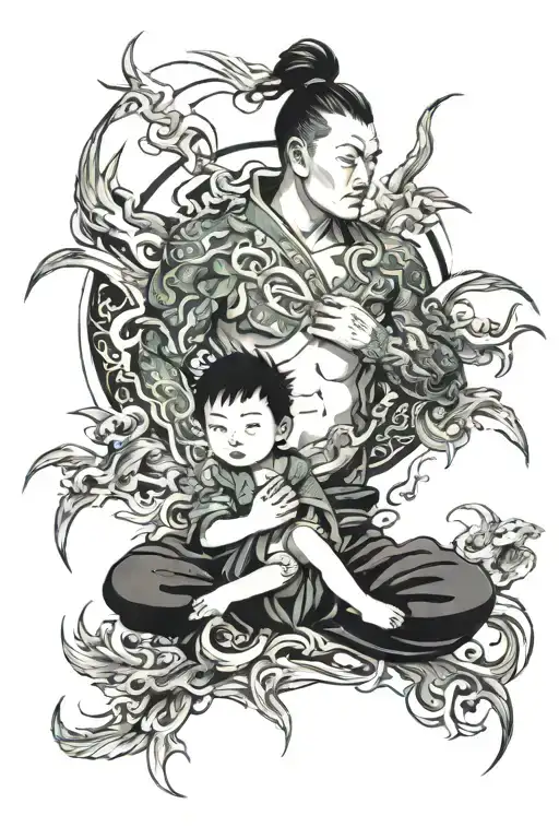 Father Son Tattoo Asian Style That Captures