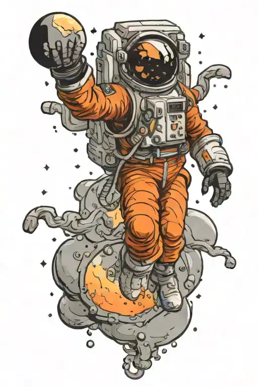 Jumping Astronout Floating In Space