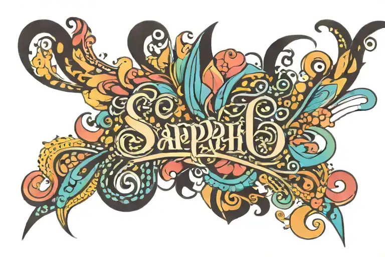 The Word 'Sappho' Wrote In A Cute Psychedelic Font To Represent My Daughter