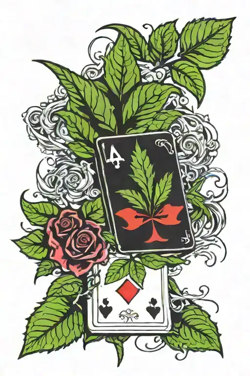 Blackjack Cards Weed Plant Growing Together