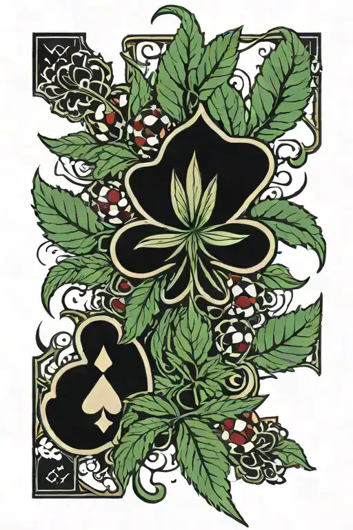 Blackjack Cards Weed Plant Growing Together