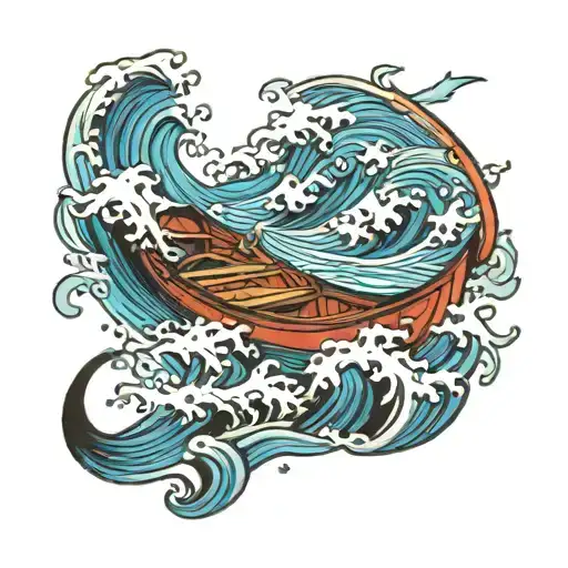 Canoe In Water Waves