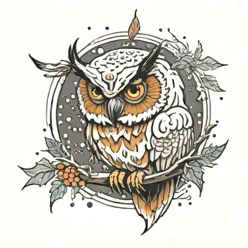 Snowy Weather And Owl