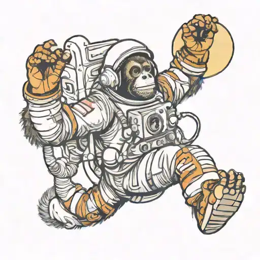 Orangutan Astronaut In Rubber Hose Animation Style