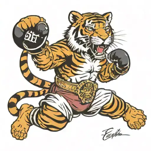 Boxing Tiger With Championship Belt And Name Emilio