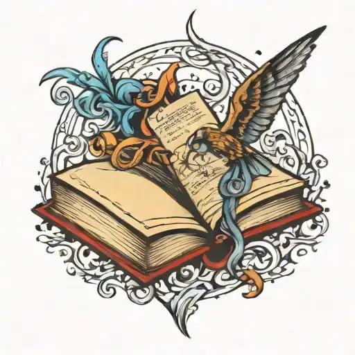 Open Book With Harry Potter Inspired Tattoo Inspired